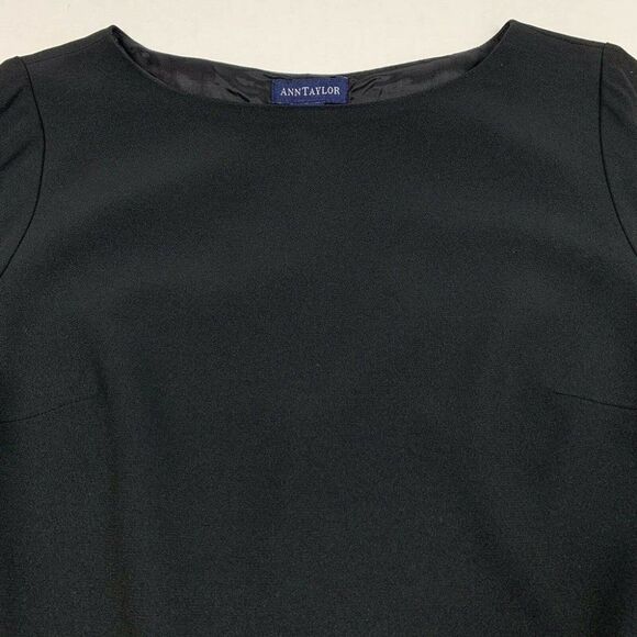 Ann Taylor Black Classic Beaded Hem Back Zipper 3/4 Sleeve Top Blouse Women’s 4 - Picture 9 of 12
